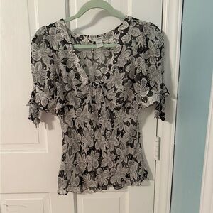 Odille (Anthropologie) Floral Silk Top Size 8